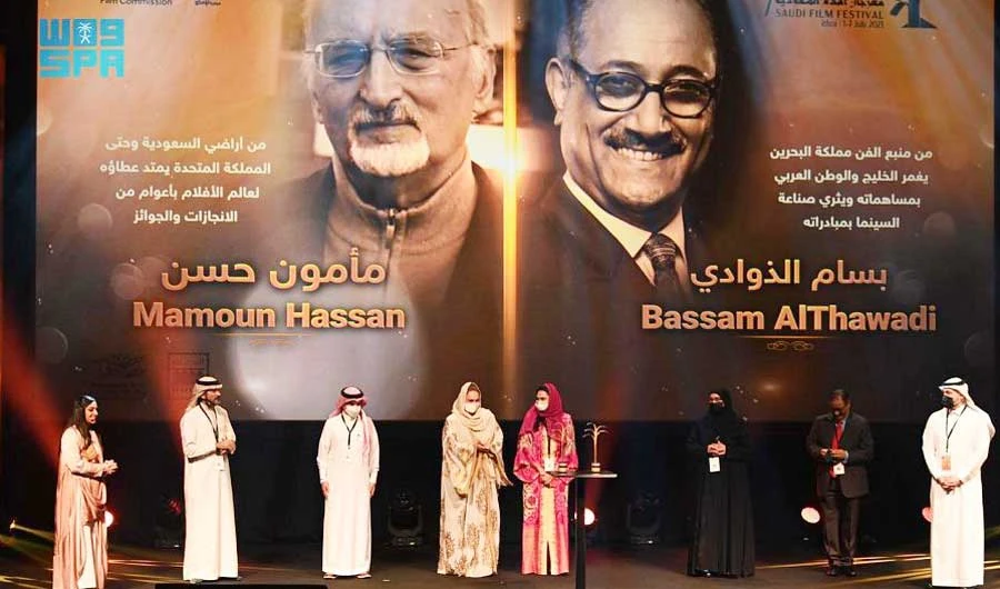 The Saudi Film Festival highlights desert cinema in an interactive artwork inspired by the Tuwaiq mountains. (SPA)