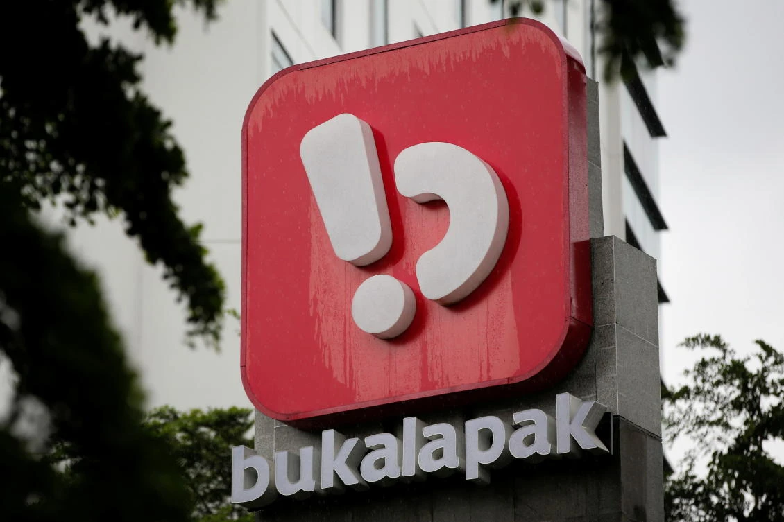 Logo of Indonesian e-commerce firm Bukalapak is seen outside its headquarters in Jakarta. (Reuters)