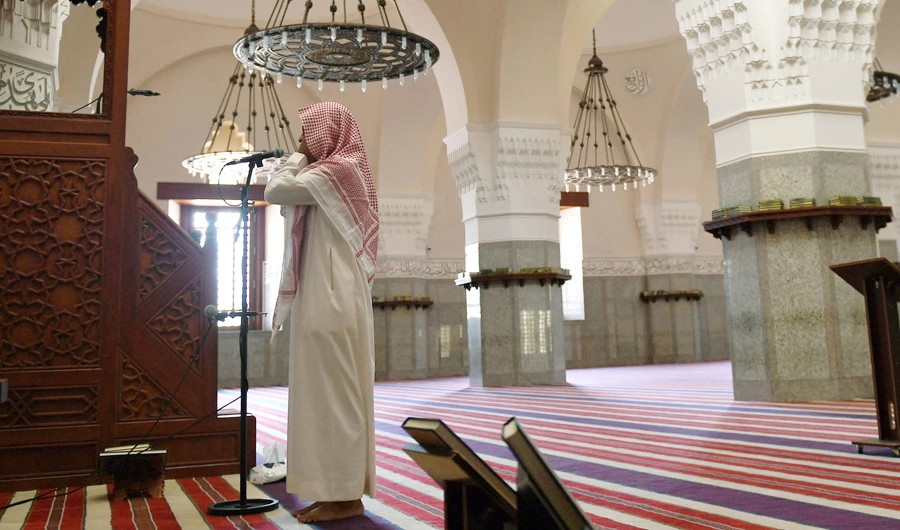 In this file, muezzin of the Jaffali mosque in Saudi Arabia's Red Sea coastal city of Jeddah calls for prayer. (AFP)