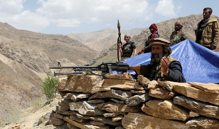 Armed men who are against Taliban uprising stand at their check post, at the Ghorband District, Parwan Province, Afghanistan June 29, 2021.(REUTERS)