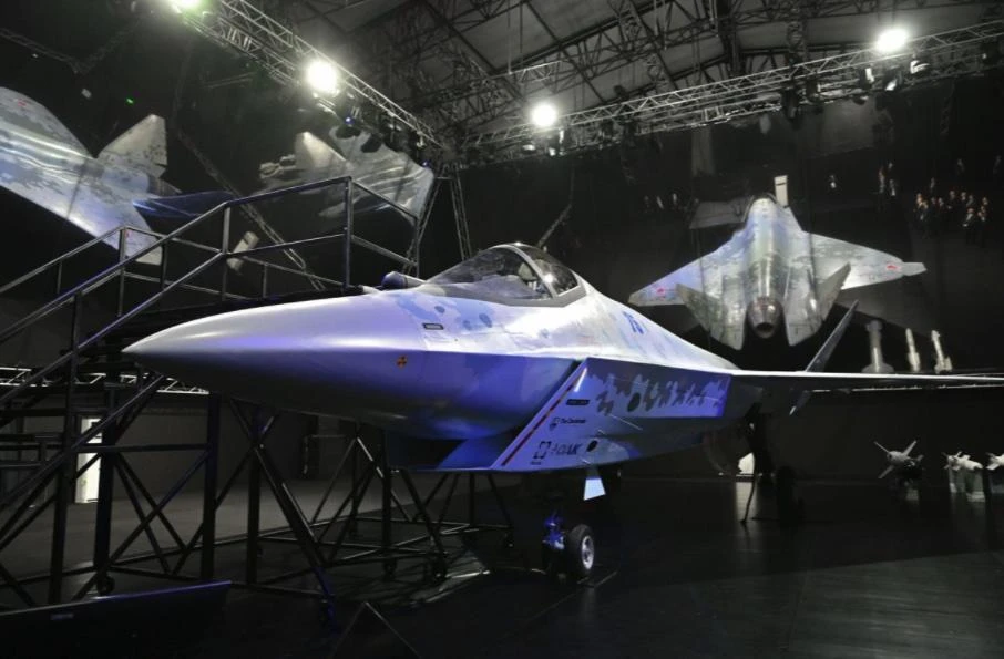 Checkmate, new Sukhoi fifth-generation stealth fighter jet is seen during an opening ceremony of the MAKS-2021 air show in Zhukovsky, outside Moscow, Russia, July 20, 2021. (Reuters)
