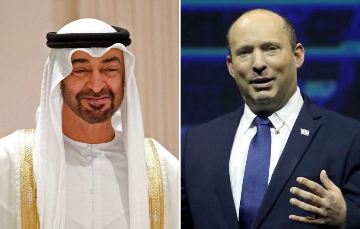 Crown Prince of Abu Dhabi Mohamed bin Zayed Al-Nahyan and Israeli prime minister Naftali Bennett. (File/AFP)