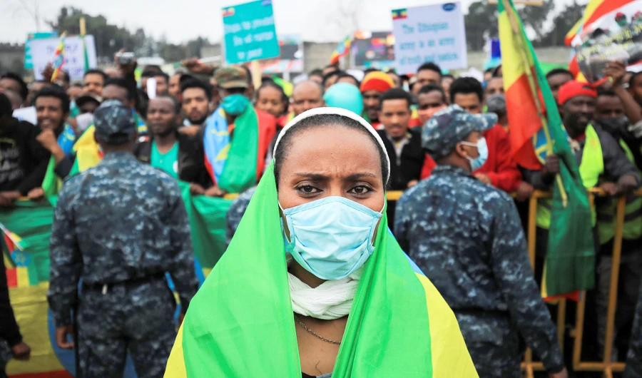 A woman attends a rally in Addis Ababa to condemn Tigray People Liberation Front. (FIle/Reuters)