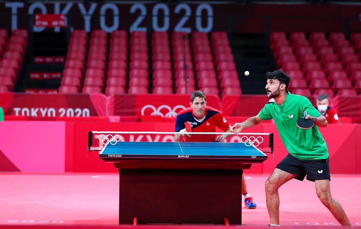 Ali Al-Khadrawi has exited Tokyo 2020 after a Round 1 loss to Lubomir Jancarik of the Czech Republic in the Table Tennis Men’s Singles competition. (Saudi Arabian Olympic Committee)