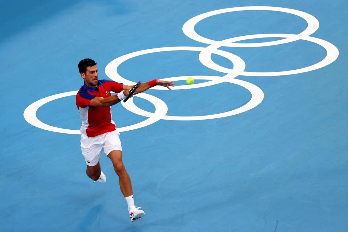 Novak Djokovic of Serbia in action during his semifinal match against Alexander Zverev of Germany. (Reuters)