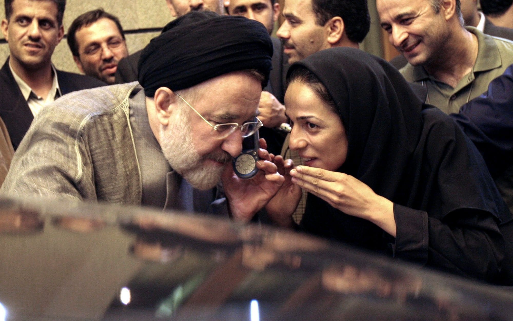 Journalist Masih Alinejad with former Iranian president Mohammad Khatami, Tehran, 2005. (AP Photo)