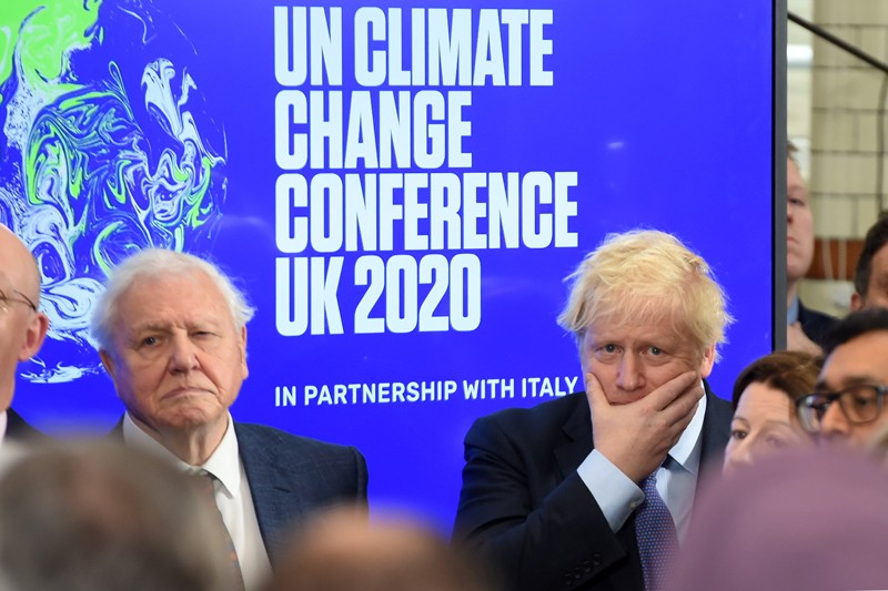 David Attenborough and Boris Johnson at a launch event for COP26 at the Science Museum, London, England, February 4, 2020. (Getty Images)