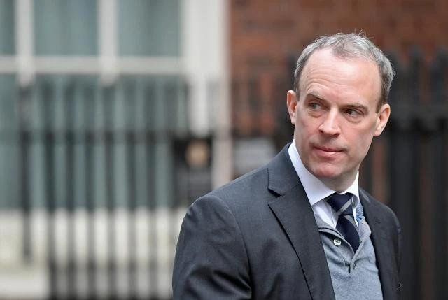 UK Foreign Secretary Dominic Raab has remained silent on the alleged Iranian drone attack on an oil tanker off Oman’s coast.. (File: Reuters)