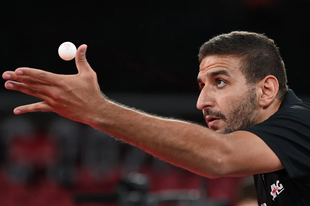 The men’s duo of Ahmed Saleh and Khalid Assar (pictured) went down 3-0 (11-4,11-7,11-3) in 16 minutes to the powerful Chinese pairing of Long Ma and Xin Xu. (AFP)