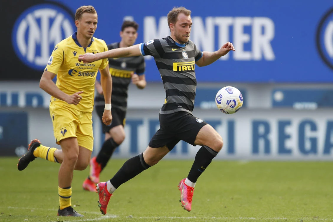 Inter Milan’s Christian Eriksen is back in Italy for the first time since his near-tragic collapse at the European Championship. Italian media reports Eriksen landed in Milan on Tuesday. (AP)