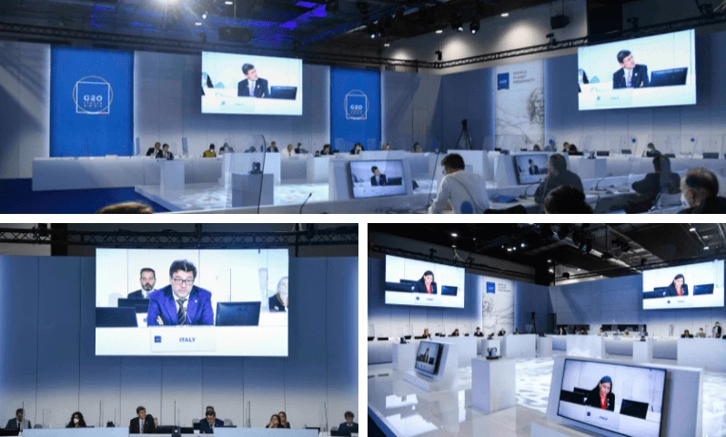 G20 Ministerial Meeting on digitalization held in Trieste and chaired by Minister for Economic Development Giancarlo Giorgetti and Minister for Technological Innovation and Digital Transition Vittorio Colao. (G20)