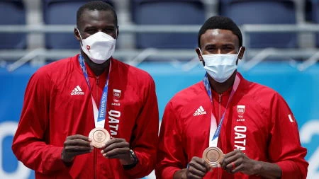 Cherif Samba and Ahmed Tijan beat Latvia 21-12, 21-18 in the third-place match on Saturday. (Reuters)