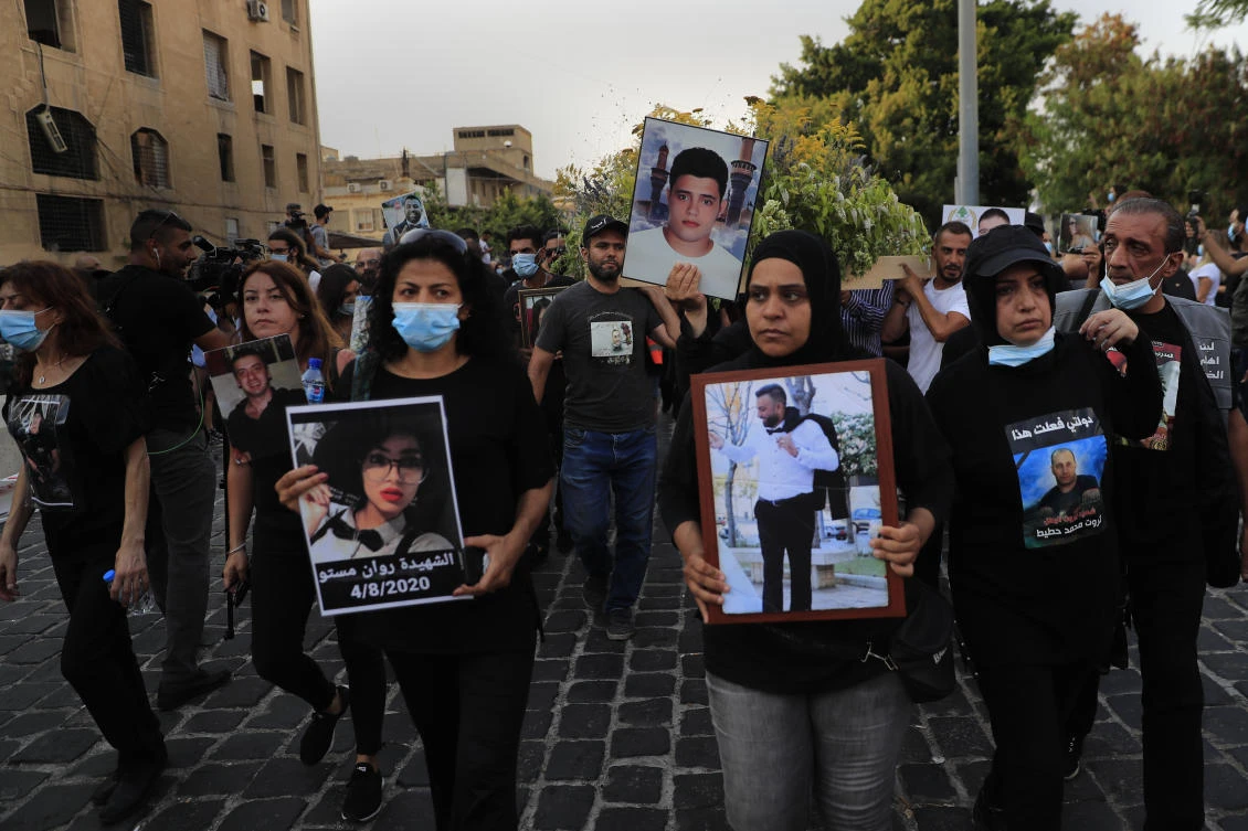 Beirut blast bereaved hold symbolic funeral to demand justice