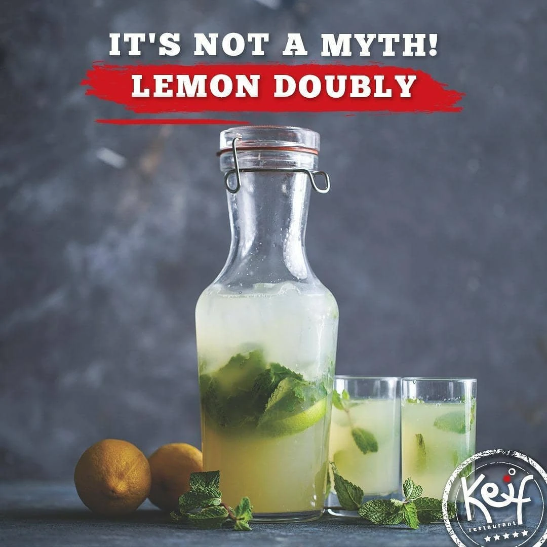 “It’s not a myth!” read Keif Dubai’s instagram post above a lemon-filled jug of lemonade and mint. (Screenshot)