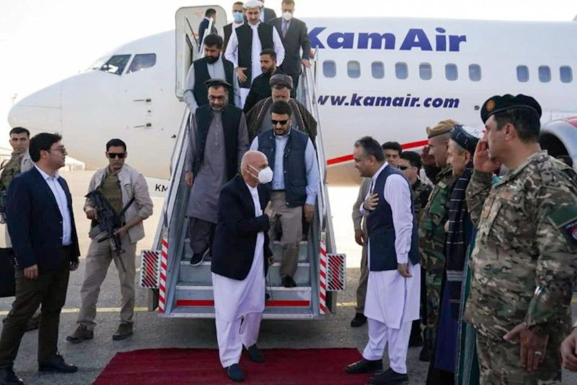 Afghanistan president Ashraf Ghani arrives in Mazar-i-Sharif to check the security situation of the northern provinces, Afghanistan August 11, 2021. (File/Reuters)