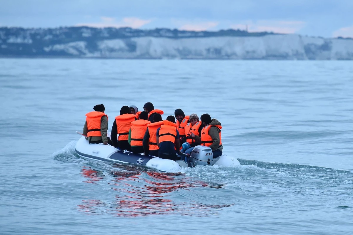 Migrants, in a dinghy, cross the English Channel, Sept. 1, 2020. (AFP)