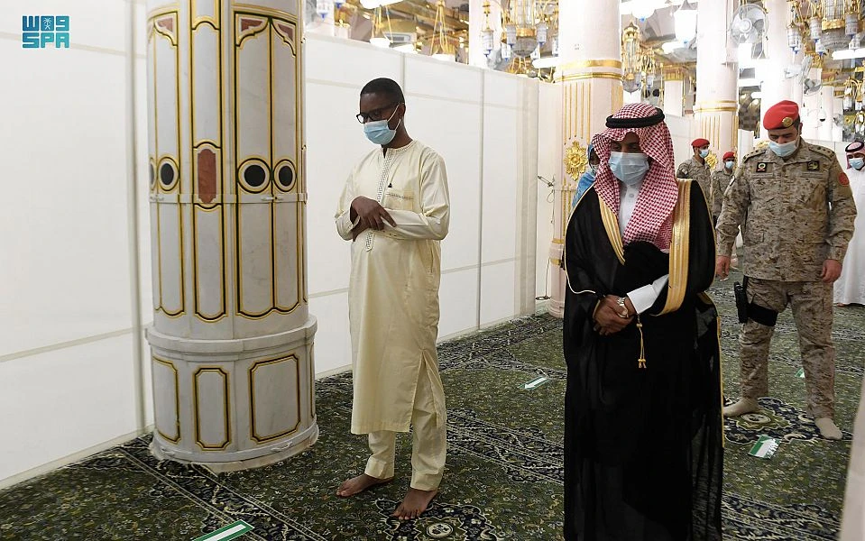 Mauritanian Prime Minister Mohamed Ould Bilal visited the Prophet’s Mosque in Madinah during his visit to Saudi Arabia. (SPA)