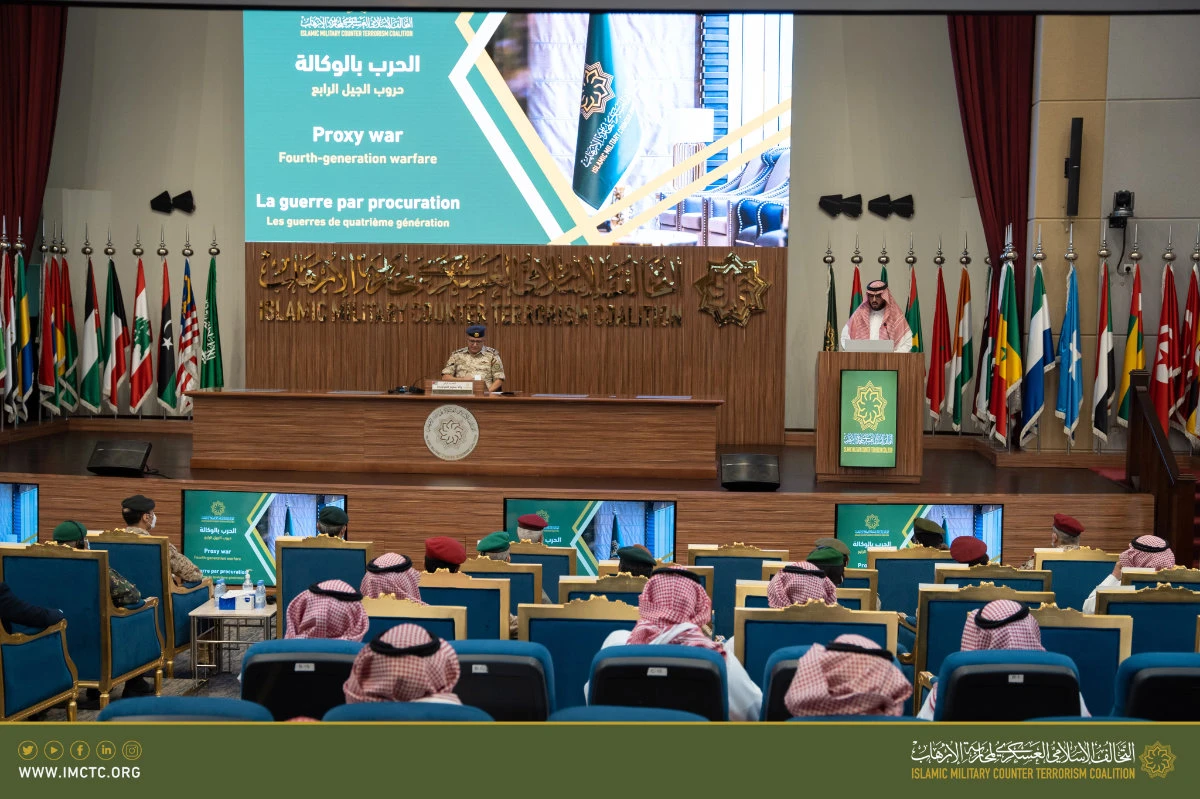 The concept of war by proxy was discussed at IMCTC headquarters in Riyadh on Thursday. (Twitter)