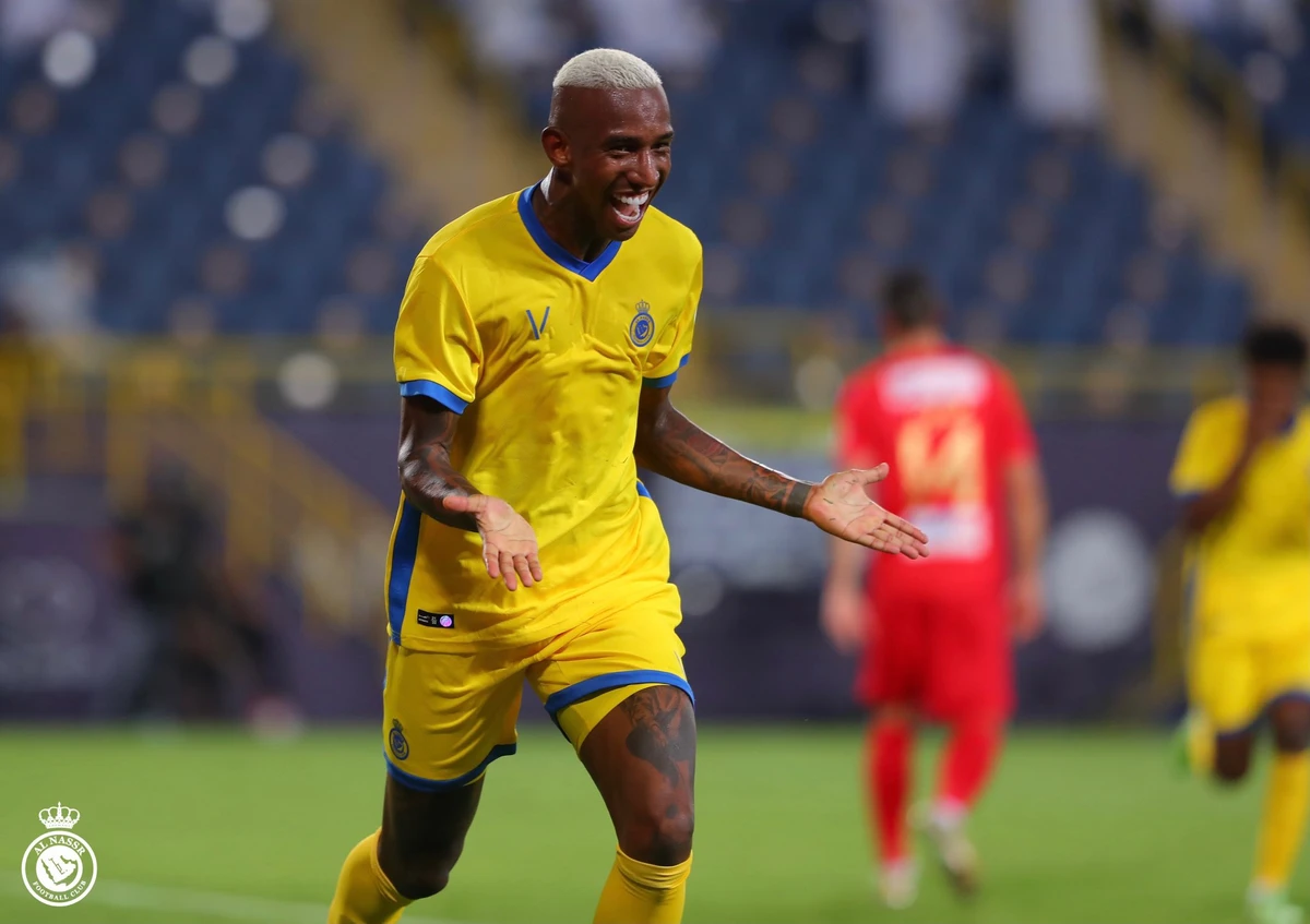 New Al-Nassr signing Anderson Talisca celebrates scoring against Damac in their 4-1 Saudi Pro League win. (Twitter: @AlNassrFC_EN)