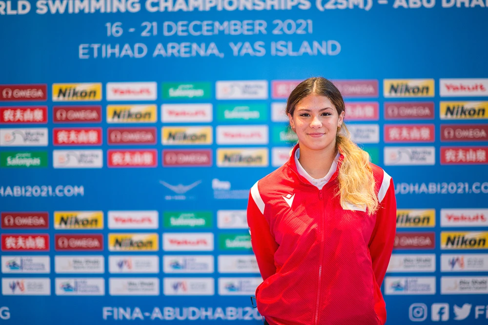 15-year-old Layla AL-Khatib will represent the UAE at the FINA World Swimming Championships (25m) in Abu Dhabi this December. (FINA)