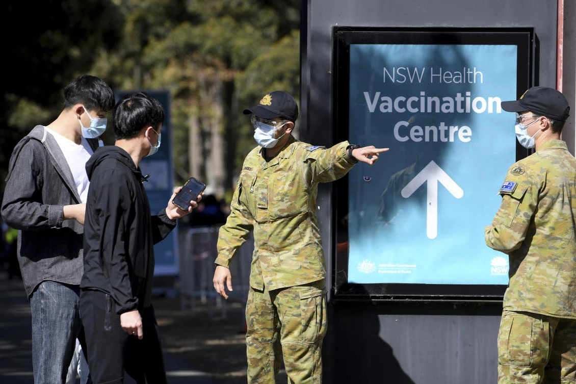Efforts to contain the outbreak in Sydney have failed with the virus spreading to several regional towns where vaccination rates are low. (AAP Image via AP)