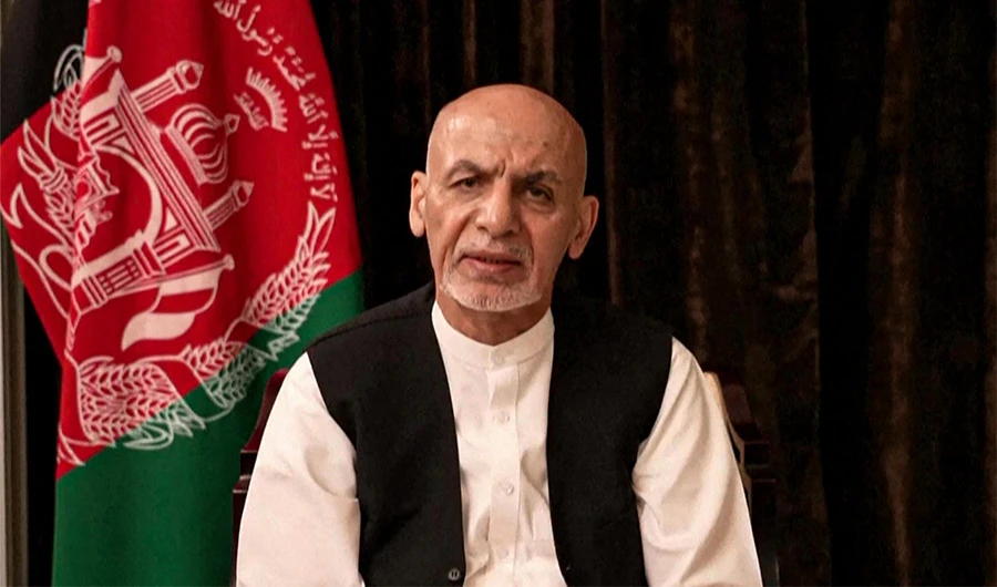 This image grab taken from a recorded video message broadcast on the Facebook page of former Afghan president Ashraf Ghani on August 18, 2021 shows him speaking. (AFP)