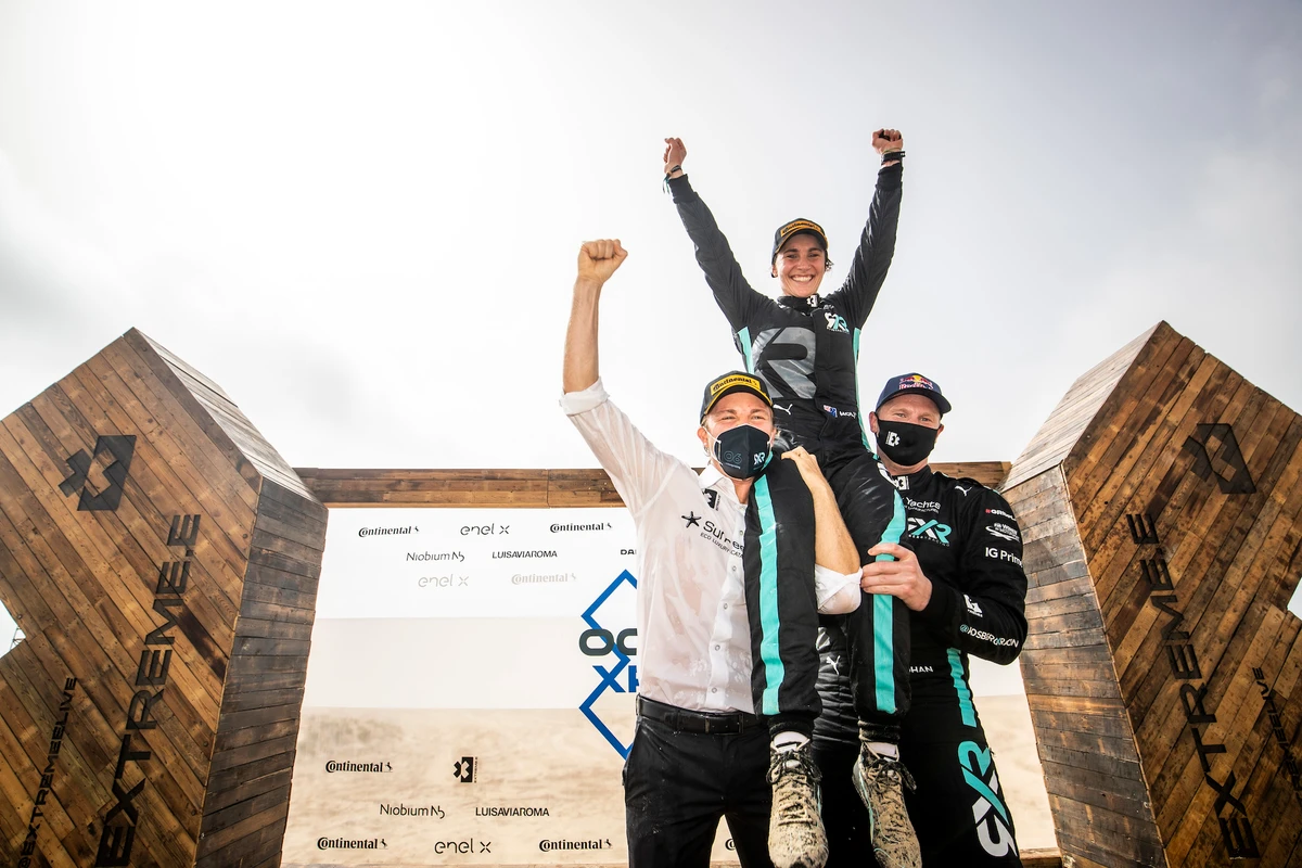 After two rounds of Extreme E's inaugural season, Rosberg X Racing leads the standings with 71 points. (Supplied)
