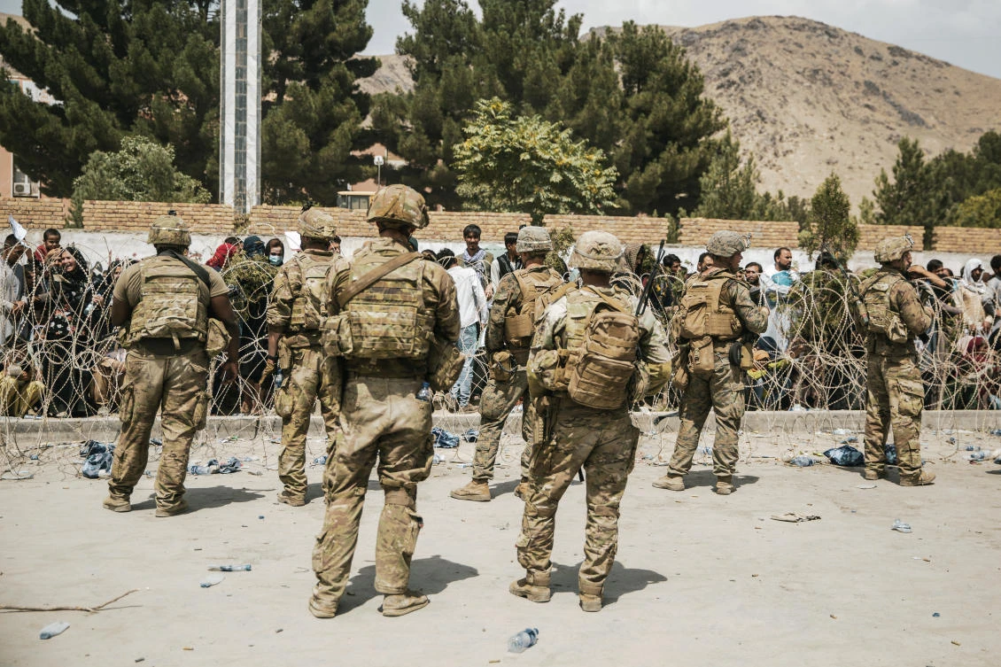 Western military are now providing security at of Kabul’s international airport. (US Marine Corps via AP)