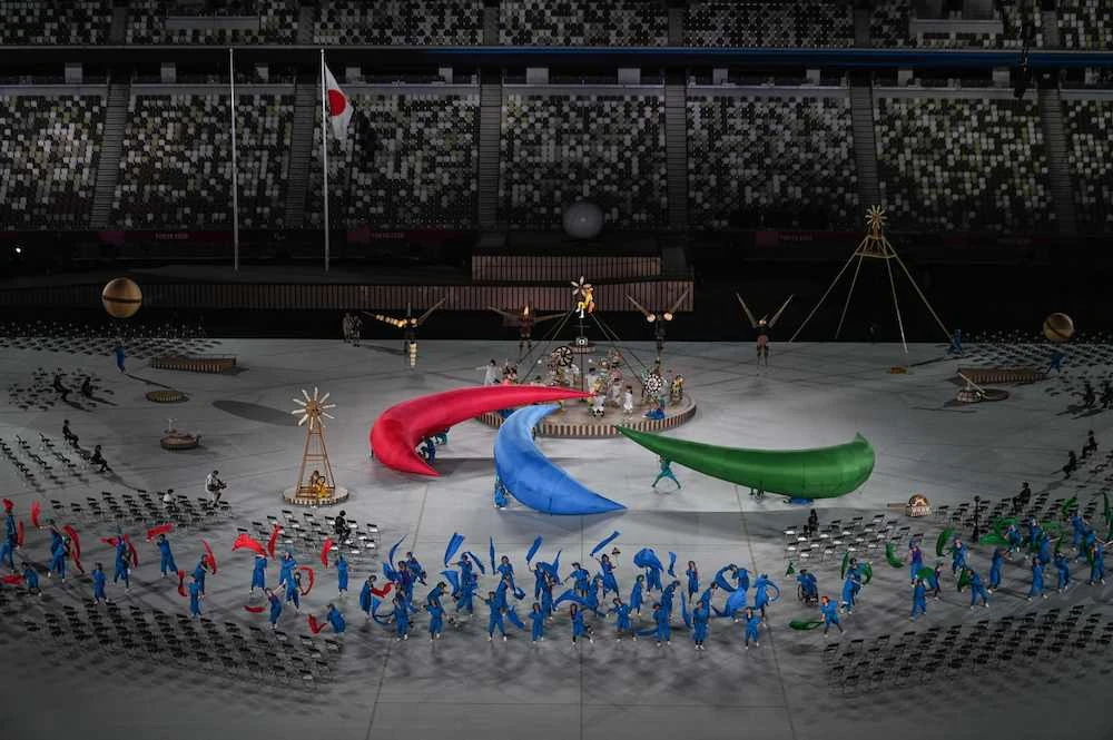Performers take part in the opening ceremony for the Tokyo 2020 Paralympic Games at the Olympic Stadium in Tokyo on August 24, 2021. (AFP)