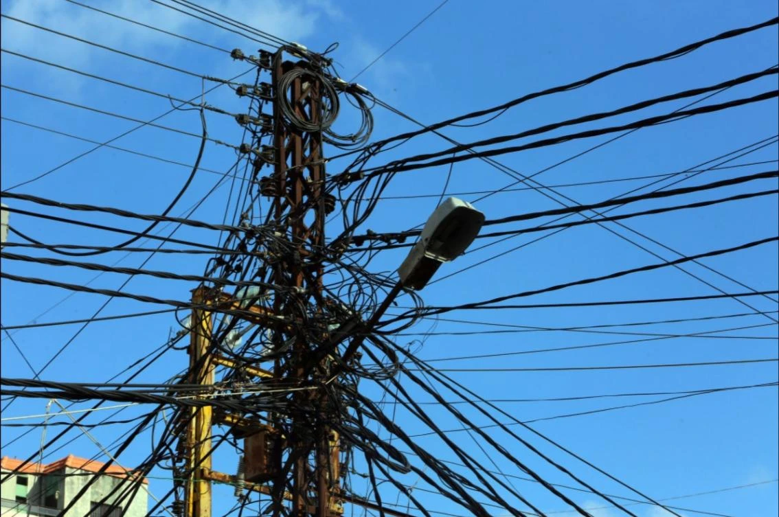 Electricity cables are seen in Tyre, Lebanon July 18, 2020. (Reuters)