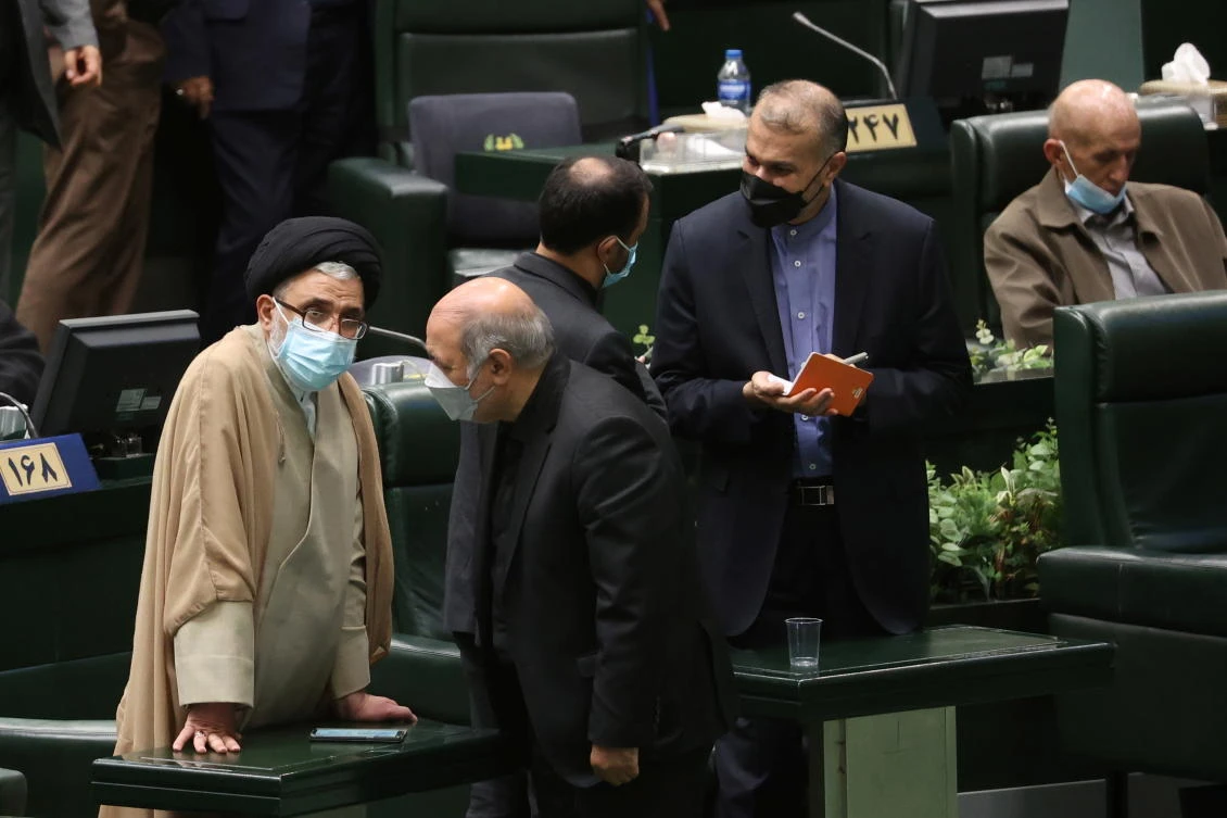Hossein Amir Abdollahian, nominee for foreign minister attendS a vote of confidence in the cabinet of President Ebrahim Raisi, at the Islamic Consultative Assembly in Tehran, Iran August 25, 2021. (WANA/REUTERS)