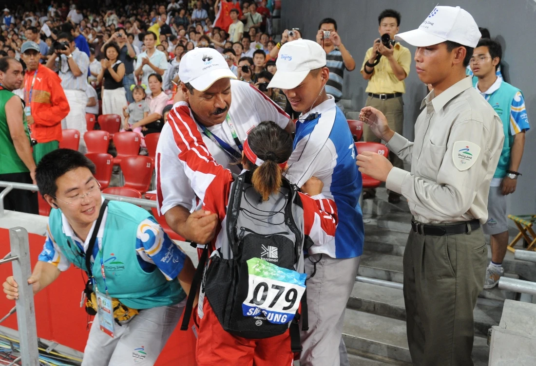 Tunisisan Raoua Tlili breaks her own world record to win the women’s shot put competition. (AFP)