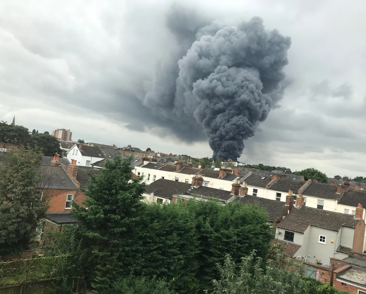 The emergency services tackling the blaze, where explosions and a strong smell of chemicals were reported, were evacuating nearby properties and told people living in the surrounding area to close their windows and doors. (Twitter: @PHE_WestMids)