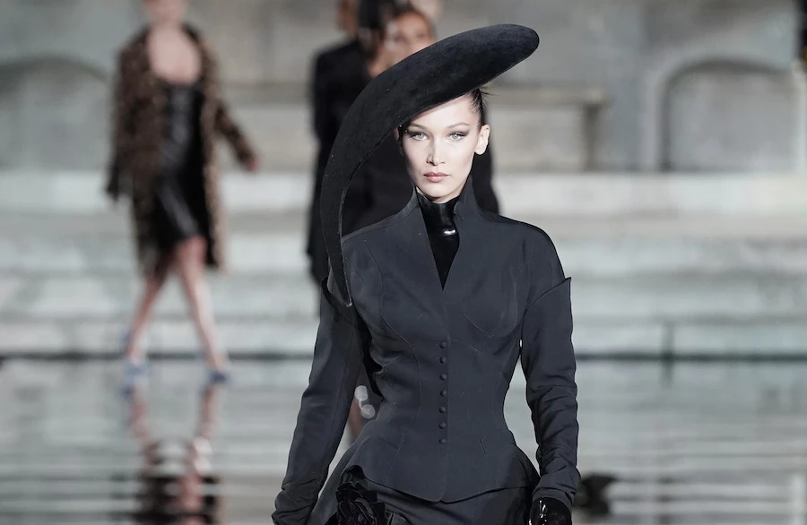 The model wore a vintage Mugler creation at the CR Runway x Luisa Via Roma show. Getty Images