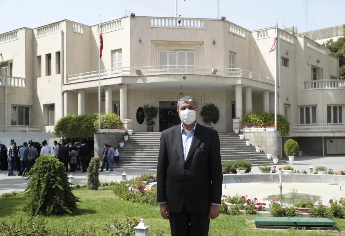 In this photo released by the official website of the office of the Iranian Presidency, then Minister of Road and Urbanization Mohammad Eslami, poses for a photo in the presidency compound, April 7, 2021, in Tehran, Iran. (AP)