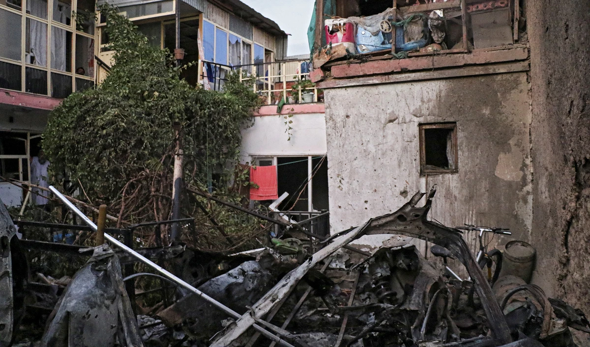 General view of a residence house destroyed after a rocket attack in Kabul, Afghanistan on August 29, 2021. (REUTERS)