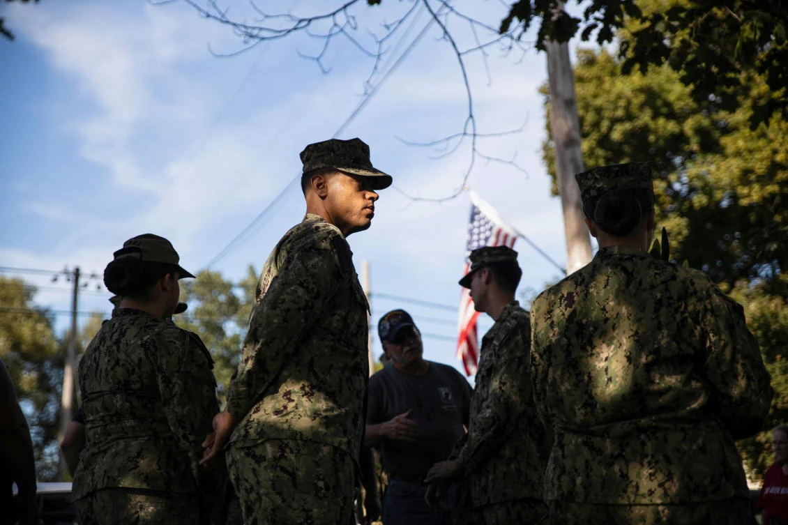 Service members gather for a vigil for Max Soviak, one of 13 U.S. service members killed in the airport suicide bombing in Afghanistan's capital Kabul, in Berlin Heights, Ohio, U.S., August 29, 2021. (Reuters)