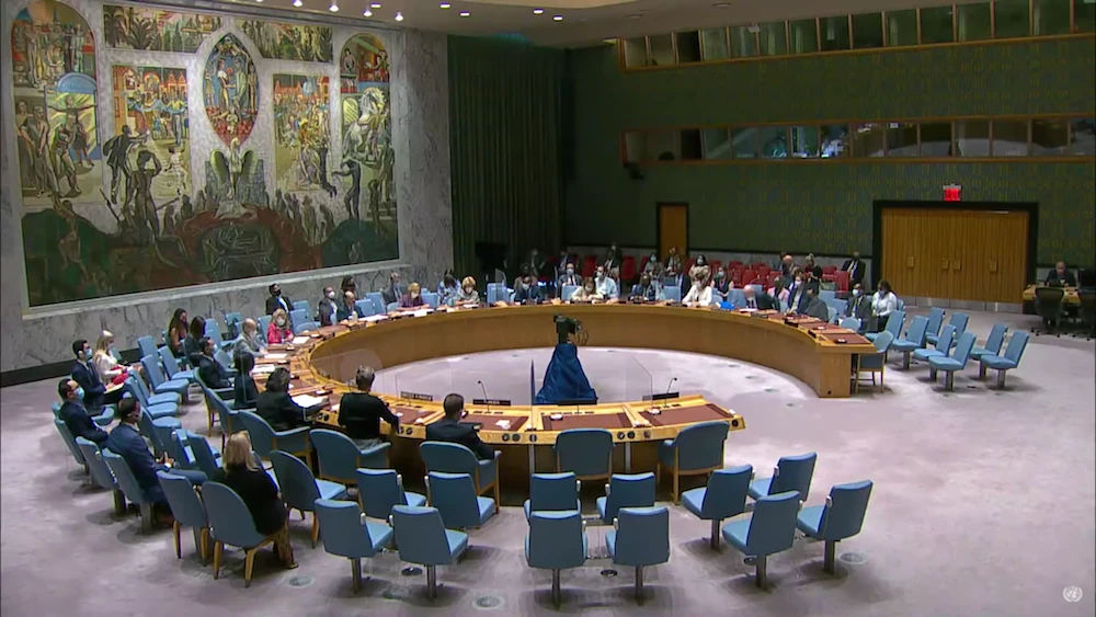 The 15-member UN Security Council holds a special meeting on the situation in Afghanistan on Monday, Aug. 30, 2021. (Screenshot/UNTV)