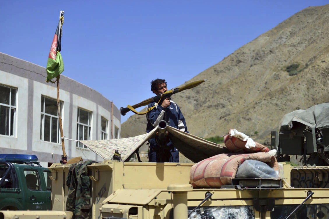 The National Resistance Forces, a group loyal to local leader Ahmad Massoud, repulsed the Taliban’s attack on the western side of the Panjshir valley. (AP)