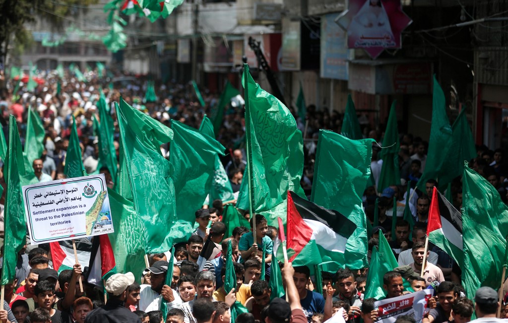 Hamas supporters rally in the northern Gaza strip. (AFP/File)