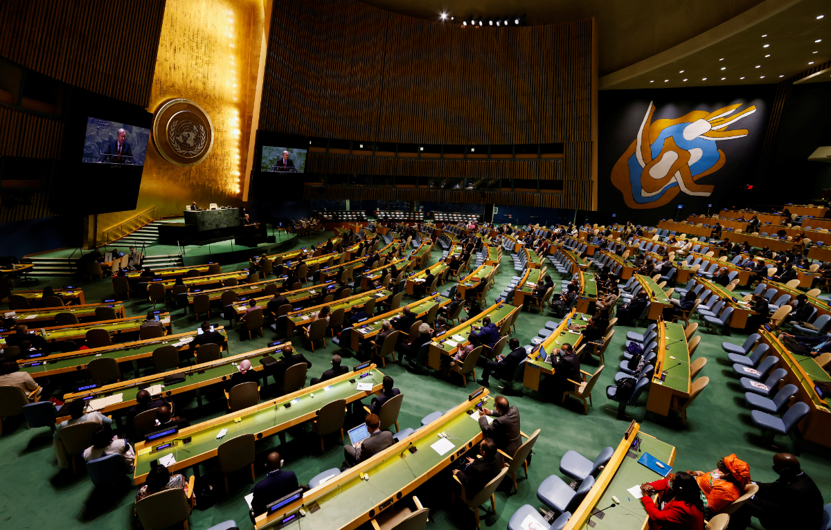 United Nations Secretary-General Antonio Guterres speaks at the UN General Assembly 76th session General Debate in UN General Assembly Hall at the United Nations Headquarters in New York City, US September 22, 2021 . (Reuters)