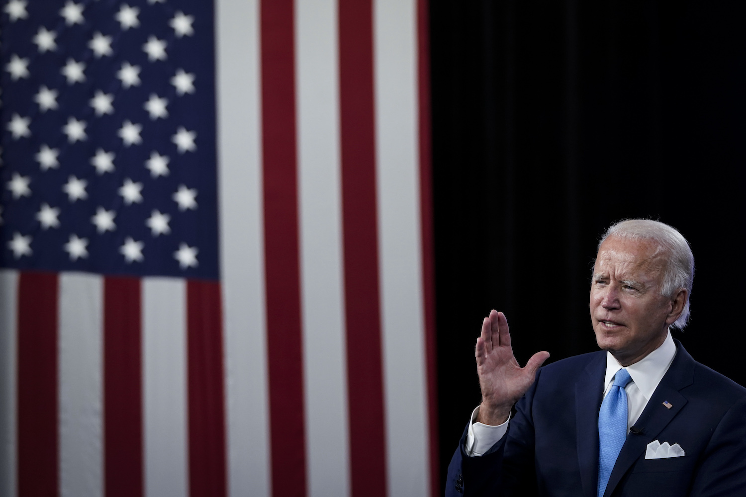 Then-U.S. presidential candidate Joe Biden participates in a virtual fundraising event in Wilmington, Delaware, Aug. 12, 2020. (Getty Images)
