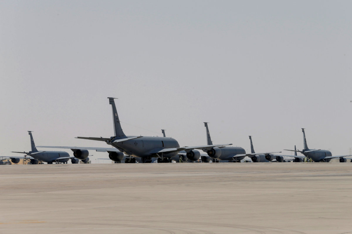 US Air Force planes, which were used to evacuate people from Afghanistan, are seen at Al Udeid airbase in Doha, Qatar, on Sept. 4, 2021. (REUTERS/Hamad I Mohammed)