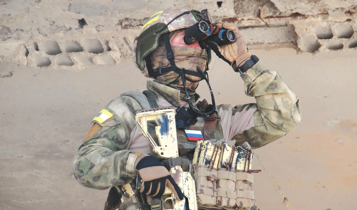 A Russian soldier patrols the district of Daraa Al-Balad in Syria’s southern province of Daraa on Wednesday. (AFP)