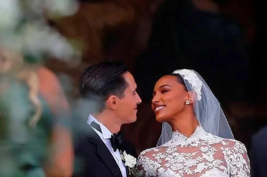 Model Jasmine Tookes gets married in Zuhair Murad gown