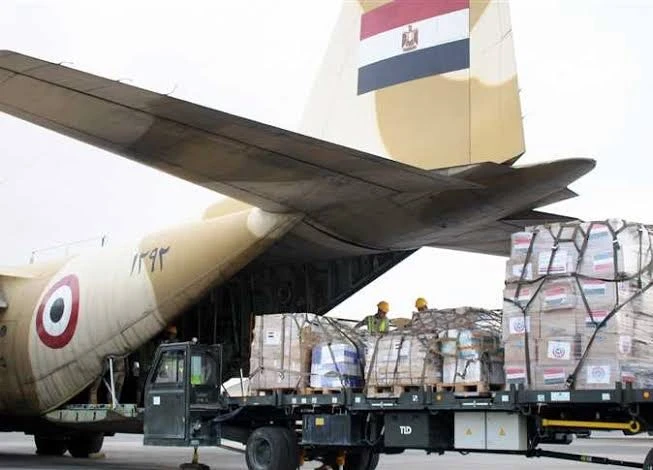 Airplane loaded with medical and food supplies from Egypt. (File: Egypt Independent)