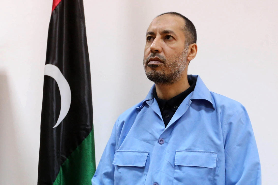 Saadi Qaddafi, the son of slain Libyan dictator Muammar Qaddafi, sits waiting before trial at a courthouse in the Libyan capital Tripoli. (File/AFP)