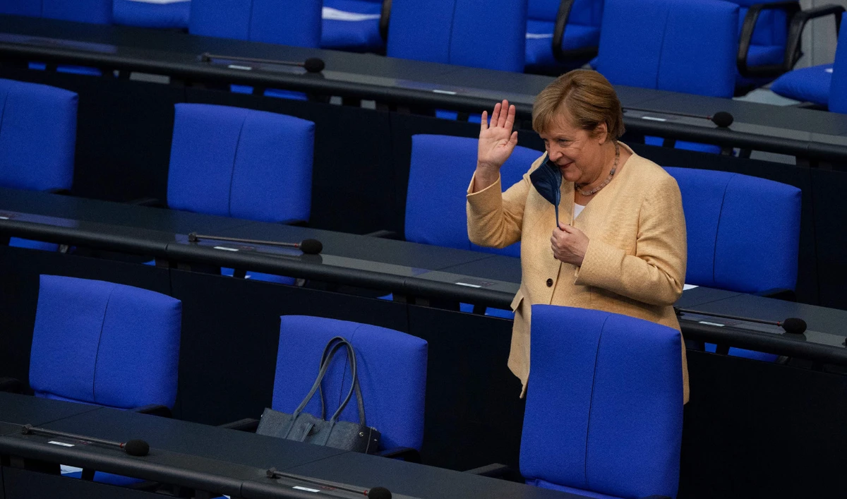 Merkel, who is retiring after 16 years in power, did not get involved in the race to pick a candidate from her party to run in the elections. (AFP)