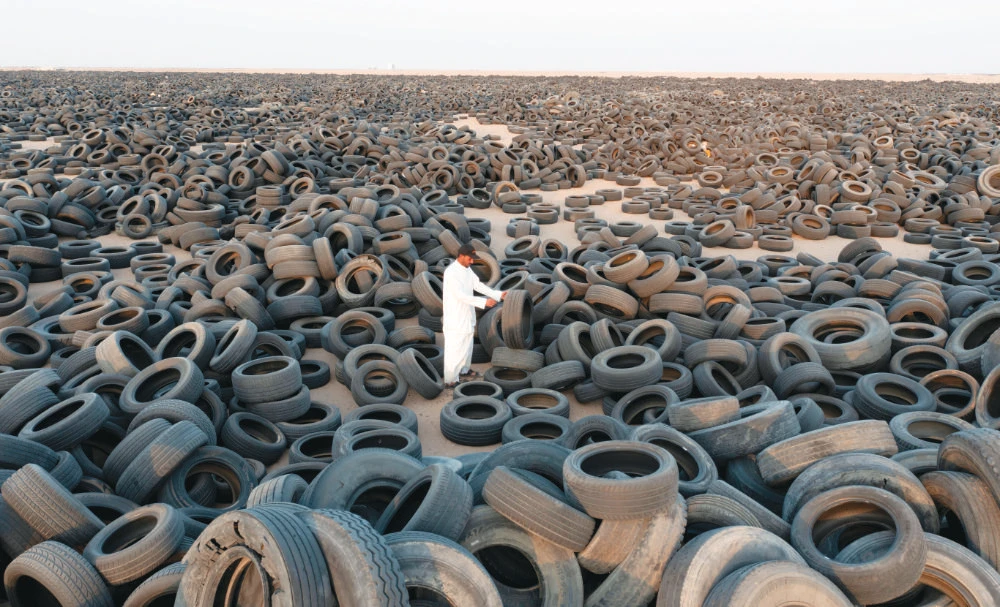 Scrap tires are a major environmental problem worldwide due to their bulk and the chemicals they can release. (Reuters)