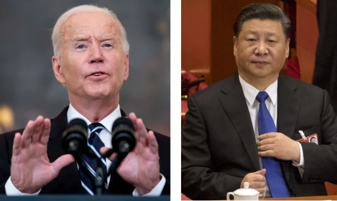 US President Joe Biden (left) and Chinese President Xi Jinping. (AP/Shutterstock)